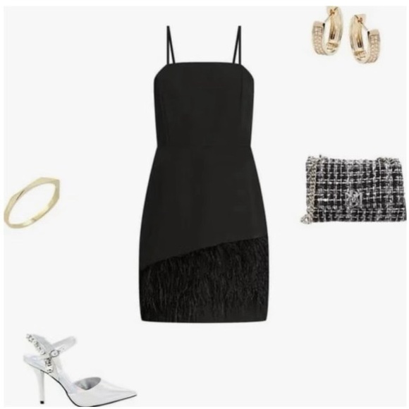 FEATHER HEM SHEATH DRESS - Picture 5 of 7